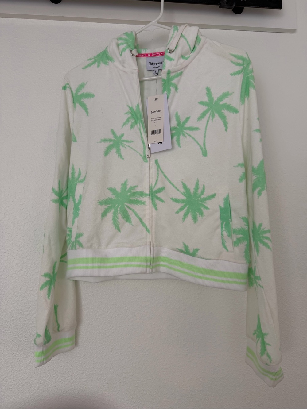 Juicy Couture White Hoodie with Mint Green Print